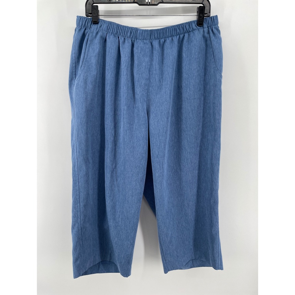 Alia Capri Pants Women 16W Blue Pull On Cropped Coastal Cottagecore